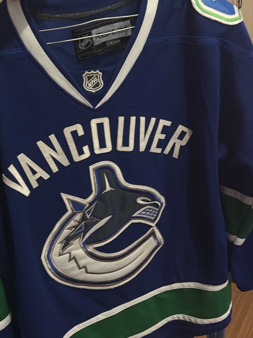 CCM Vancouver Canucks Blue and Green Hockey Jersey